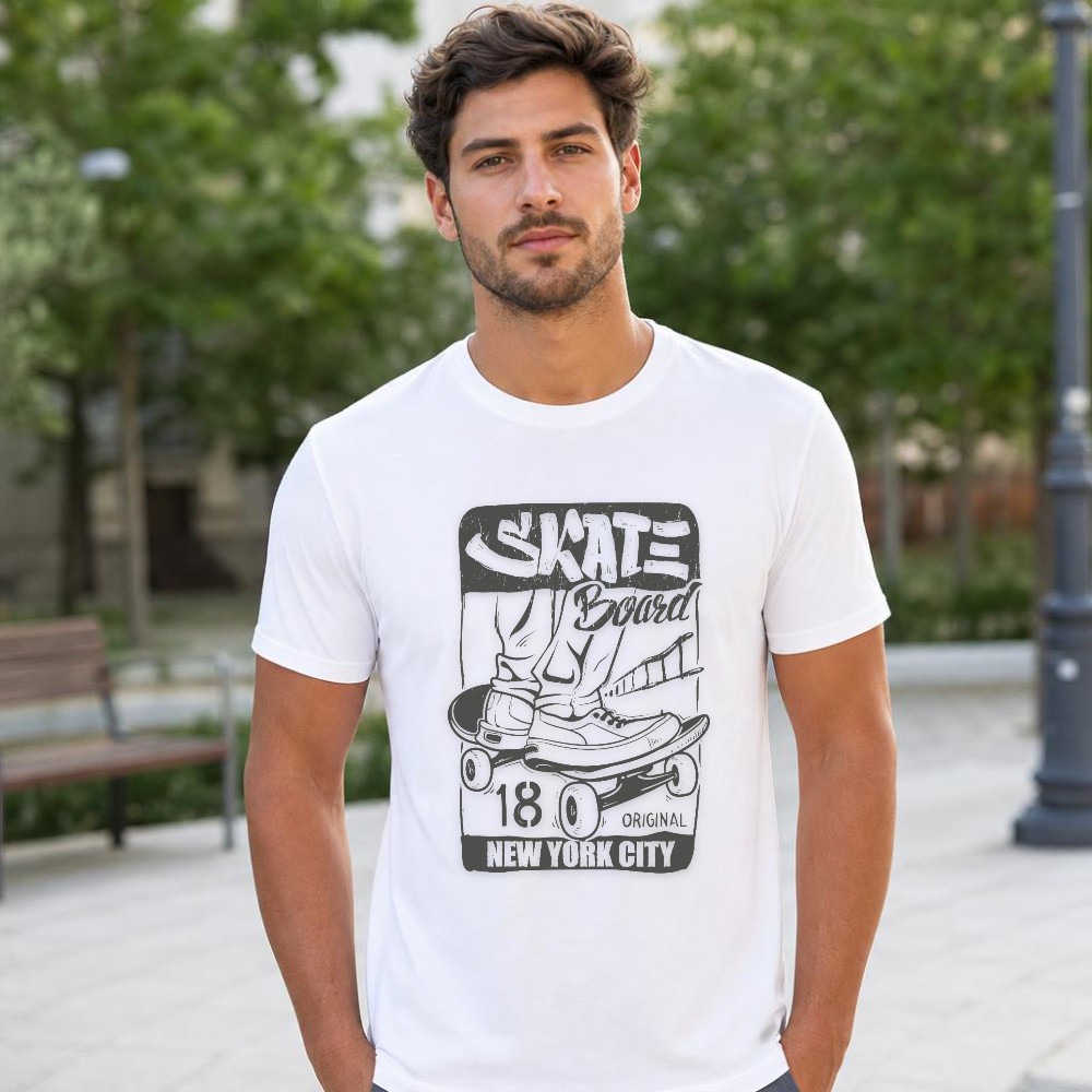 Men'S Shoes York - Erkekler Yaz Tee Kaykay Grafik New