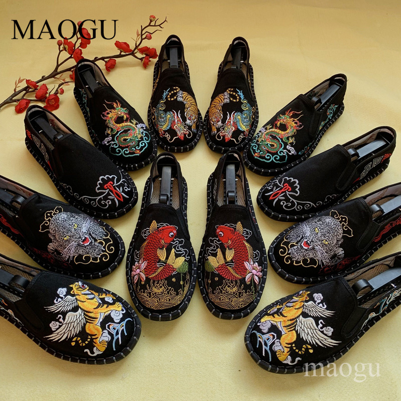 Men Shoes Loafers - Unisex Çin Tarzı Nakışlı Slip-On Ayakkabılar