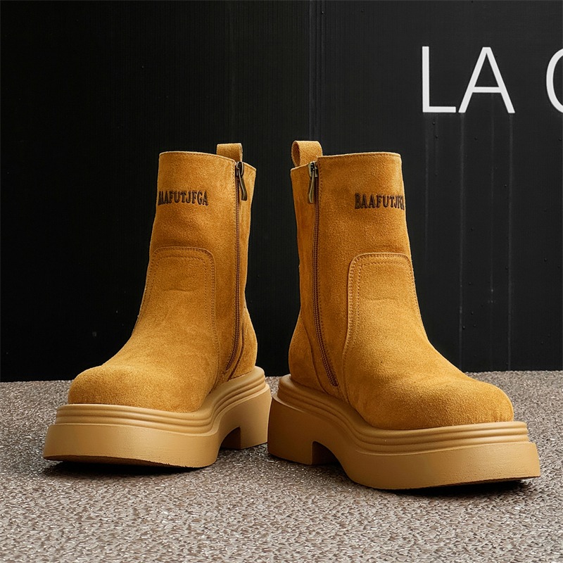 Men'S Shoes Height Increase - Kışlık Avrupa Amerika Retro Kalın Taban