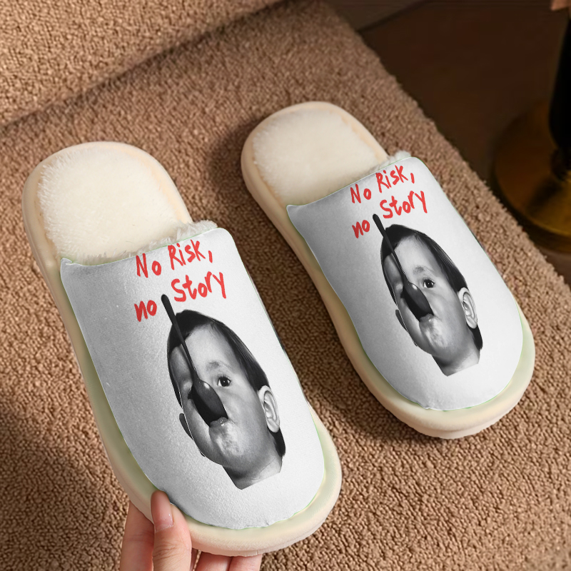 Men Shoes Quotes - Risk Quote Lüks Peluş Terlikler Erkek