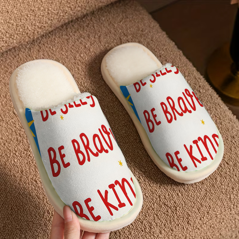 Men Shoes Quotes - Kind Quote Lüks Peluş Terlikler Erkek