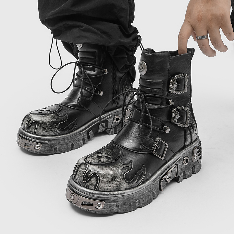 Punk Tarzı Retro Havalı Kafata - Men'S Shoes Height Increase incelemesi ve fiyatı